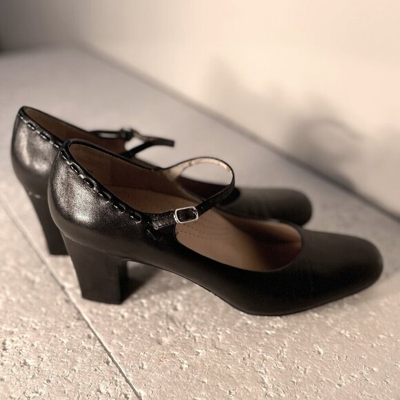 Trotters SZ 9N Black Mary Jane Heels Comfort Office Dressy Retro Wardrobe Staple - Picture 3 of 11